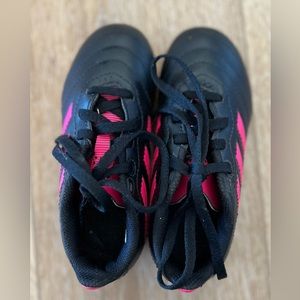 Pink and black Adidas Soccer Cleats toddler 10